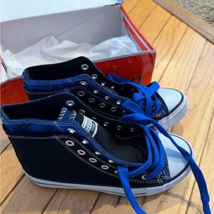 Classic Black and Blue High-Top Sneakers
